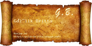 Gálik Britta névjegykártya